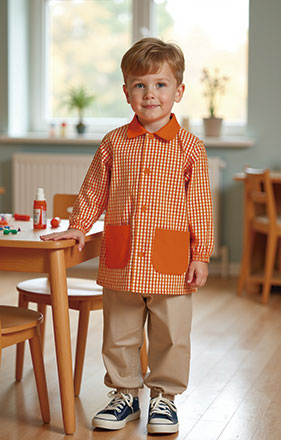 Bata criança com gola de camisa Notes