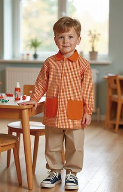 Bata criança com gola de camisa Notes