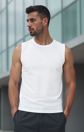 Camiseta manga cava elástica de corte slim Nappa