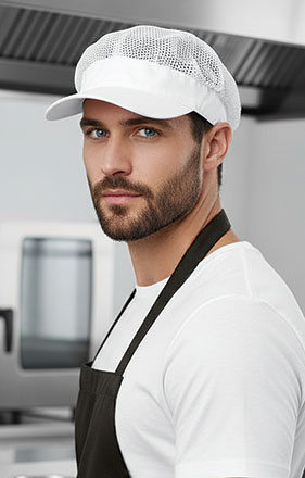 Touca de cozinha com rede e pala Masala