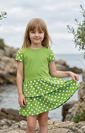 Vestido criança estampado com duplo franzido Sevillana